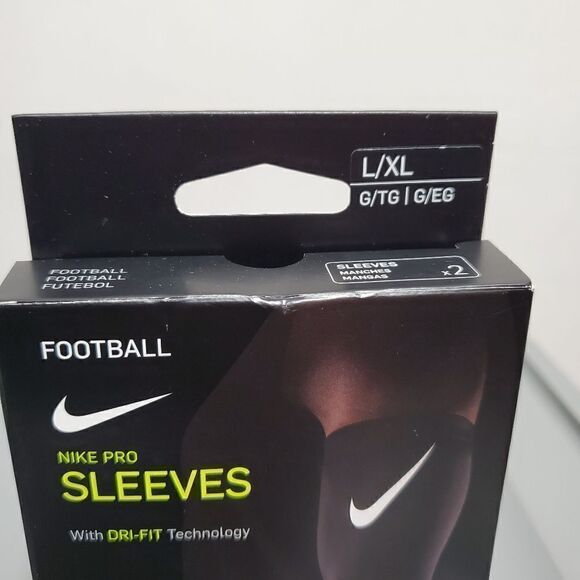 Nike Pro Dri Fit 3.0 Sz L/XL Compression Football Arm Sleeves Black 2 Pair - Picture 2 of 4